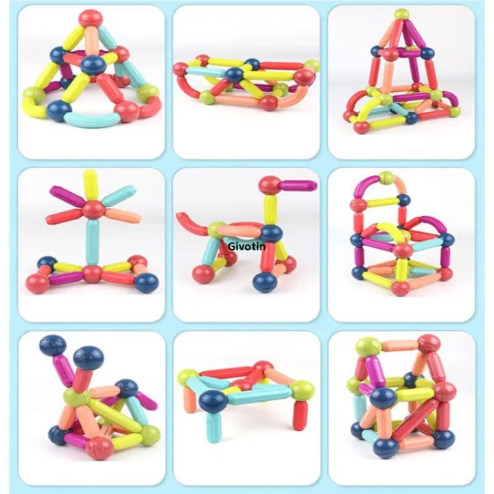 Magnetic constructor block set toy for kids magnetic sticks building ...