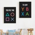 Gamer Gaming Geek Wall Art Prints Playstation Buttons Just Five More Minutes Canvas Painting Gamepad Controller Boys Room Decor. 