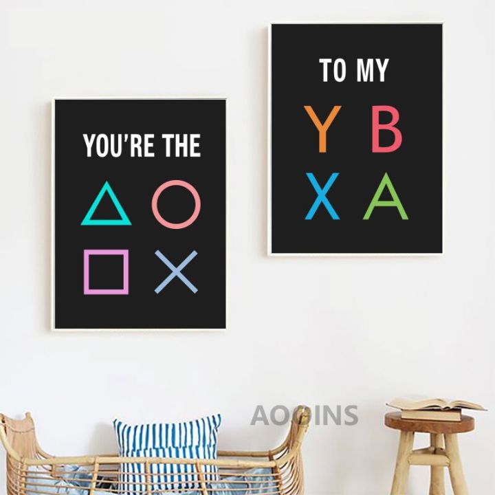 Gamer%20Gaming%20Geek%20Wall%20Art%20Prints%20Playstation%20Buttons%20Just%20Five%20More%20Minutes%20Canvas%20Painting%20Gamepad%20Controller%20Boys%20Room%20Decor%20-%20Image%204