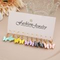 Enacolor  Enamel Colorful Simple Earrings Girls Korean 5Pair Set New Acrylic Butterfly Earrings Set for  Girls. 