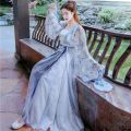 Clothing dance style student Xia elegant suit long style super fairy Fu spring dress Hanfu Xianhai female flower god ancient costume company. 