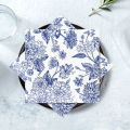 20pcs/pac Minimalist Printed Napkins Paper Ink Blue Patterned Dining Table Napkins Elegant Ancient Style Mouth Wiping Cloth. 