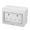 Waterproof IP55 13A Two Socket Plug Outdoor Storm Power Switched Damp. 