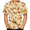 Funny popcorn T-shirts food 3D print streetwear men women casual fashion oversized short sleeve t shirt kids tees tops clothing. 