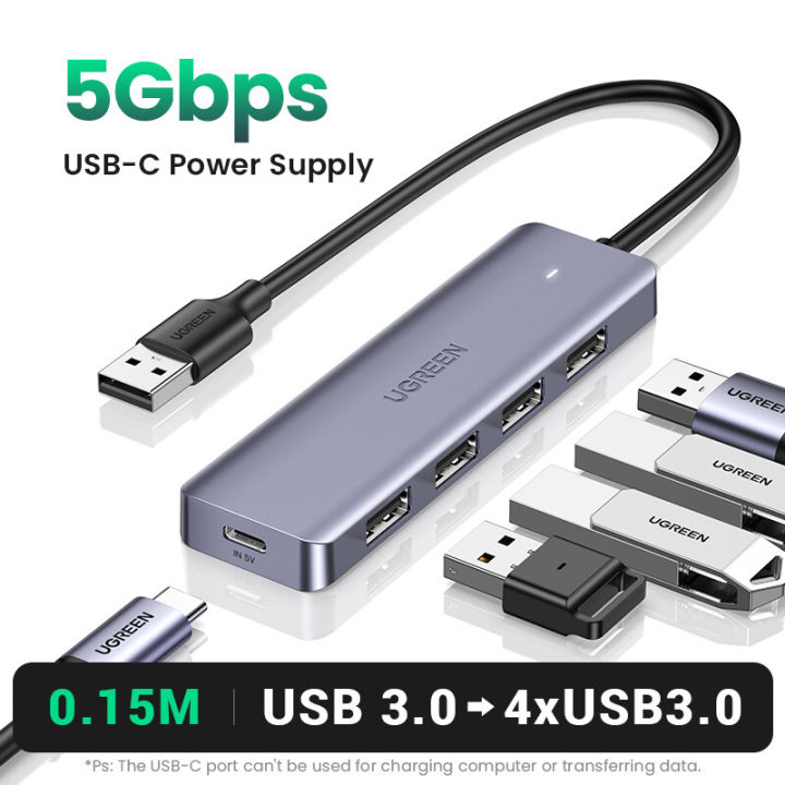 UGREEN%204-Port%20USB%203.0%20Hub%20Ultra%20Slim%20High-Speed%20USB%20Splitter%20Portable%20Extension%20Data%20Hub%20Compatible%20for%20MacBook%20Mac%20Pro/mini%20Surface%20Pro%20XPS%20PS4%20Xbox%20One%20Flash%20Drive%20HDD%20-%20Image%202