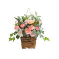 Pink  Hydrangea Good Quality Plastic Door Hanger Basket Wreath Wildflowers for  Porch. 