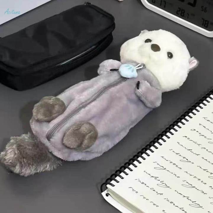 Plush Pencil Case Purse Plush Animal Pencil Bag for Students Boys Girls Kids