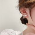 Korean Style Fishtail Pearl Earrings Women's Stud Earrings Fairy Aura Crystal Earrings Gift. 