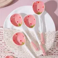 1Pc Cute Strawberry Ceramic Soup Spoon Ice Cream Hand Painted Coffee Dessert Long Handle Spoon Kitchen Tableware Accessories FUHENG. 