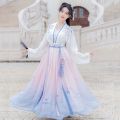 Jingsoft Weiyu New Spring and Summer Women's Han Chinese Clothing Fairy Dress Female Student Archaistic Ancient Costume Clothes Big Sleeve Suit Big Swing. 
