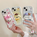 Cartoon Cute Melody Pompom Cinnamoroll Phone Cover Compatible for IPhone 7Plus XR Air 17 16 13 15 11 14 12 Pro Max 8 6 7 6S Plus X XS MAX SE 2020 Lovely 3D Wavy Curved Edge Stand Case. 