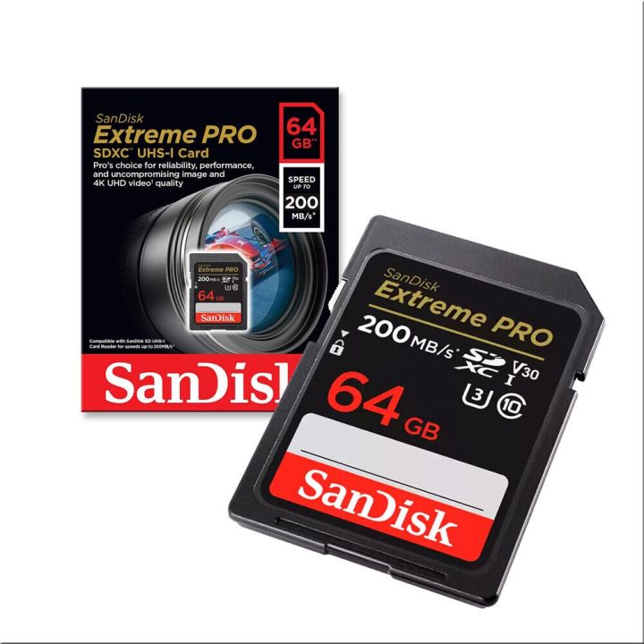 SanDisk Extreme Pro 64GB. SD Card C10, U3, V30, 4K 200Mb/s International Version