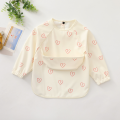 New Children Feeding Aprons Long Sleeve Baby Bib With Pocket Full Cover Kid Gown With Bag Waterproof Long-Sleeve Smock. 