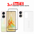 3in1 For OPPO Reno 8T 5G Tempered Glass Full Curved Screen Protector + Camera Lens Film + Carbon Fiber Back Film. 