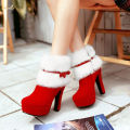 Women's Boots High s Christmas Faux Chunky Boots , +White, 38 38. 