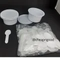 Yoghurt Cups with Lid Set of 100 Cups With/Without Spoons White. 
