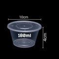 10pcs 180ml Disposable Container Plastic Clear Cup With Lid For Storage Sauce, Jelly, Yogurt, Mousse Cups & Bowls. 