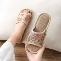 Linen Slippers Summer Men and Women Indoor Home Non-Slip Home Four Seasons Spring and Autumn Deodorant Mute Sandals. 