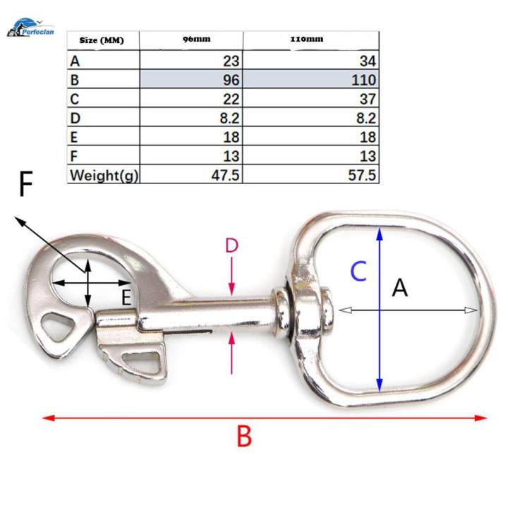 96/110mm%20Swivel%20Eye%20Bolt%20Snap%20Hook%20Single%20Ended%20Clips%20316%20Stainless%20Steel%20Buckle%20110mm%20-%20Image%203