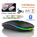 Tablet Phone Computer Bluetooth Wireless Mouse Charging Luminous 2.4G USB Wireless Mouse Portable Mouse. 