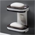 Soap Box Suction Cup Wall-mounted Double-layer Drainage Soap Rack Bathroom Storage Rack Creative Toilet Perforated Soap Rack. 