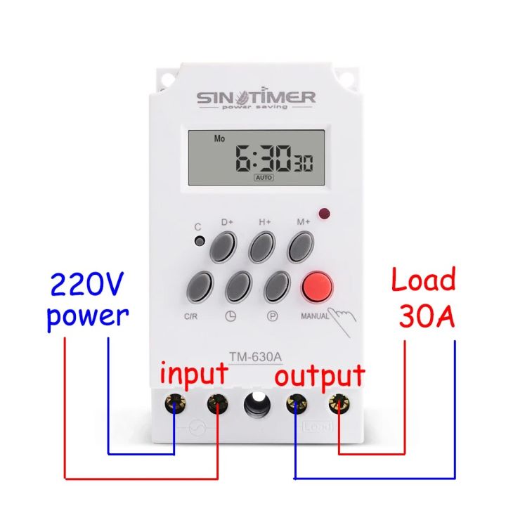 SINOTIMER 30A 220V AC 12V Volt DC Din Rail Digital TIMER SWITCH Electronic 7 Days Schedule Programmable Time Relay Clock Control