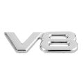2PCS 3D Silver Auto Motor V8 Car Rear Emblem Decal Badge Sticker with TURBO Auto 3D Metal Emblem Badge Decal Sticker. 