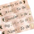 Birthday Decor Rose Gold Blue Pink Grandma To Be Mommy To Be Boy Girl Footprint Baby Shower Sash Mom Favor Gift. 