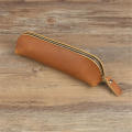 Genuine Leather Pencil Bag Retro Simple Stationery Holder Handmade Pen Case Storage Bag Zipper Pencil Pouch School Supplies. 