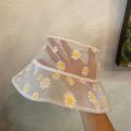 【EleganceEssence】Women's Daisies Embroidered Buckets Hat Summer Thin Lace Flower Beach Hats High Top Korean-style Fashion Daisy Panama Sun Caps. 