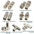 BNC Connector Female Male RCA Adapter Plug Coupler Joiner Joint L Elbow T Tee for TV CCTV Camera End Cap F Connector Converter 1Pcs. 