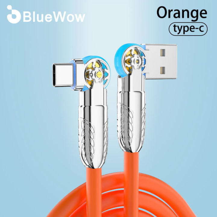 BlueWow Dual Rotating 1M Fast Charging Data Cable Rotating Head Flexible Design to Charge Your Phone Quickly and Suitable for Micro Usb Type C Fast Charging Data Cable