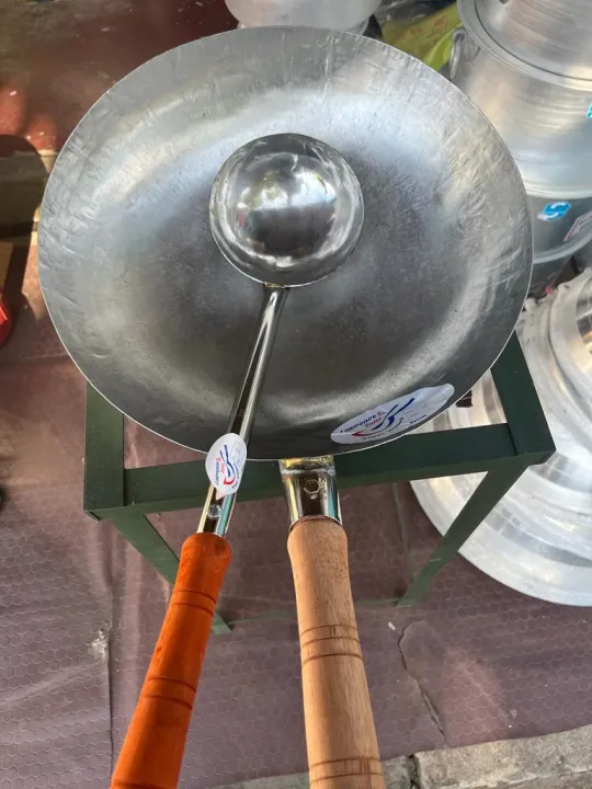 Stainless steel rice pan Wok pan with Stainless steel spoon (no 16)
