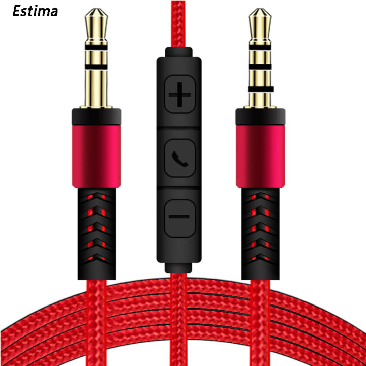 Audio Cable 3.5mm To Jack 3.5mm Speaker Line 1.2m Aux Cable Male To Male With Mic To Volume Control For Headphone