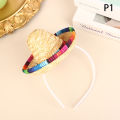 Kids Funny Hats Hairball Headdress Mexican Mini Hat Sombrero Hat With Headband Adult Pet Birthday Party Decoration Accessories. 