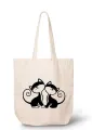 Cat Love Tote Bag - Eco-Friendly Zipper Bag with Inside Pocket. 