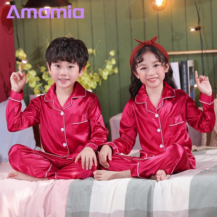 Long-sleeve%20Pajama%20Set%20Kids%20Silk%20Pajama%20Set%20for%20Boys%20Girls%20Long%20Sleeve%20Top%20Pants%20Sleepwear%20Kit%203-14%20Years%20Southeast%20Asian%20Style%20Kids%20Pajama%20Set%20-%20Image%206