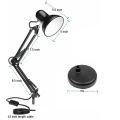 Black Metal Arm Clamp Joint Swing Flexible Arm Folding Study Lamp Office Home Reading Hobby Bedroom Bedside Desk Lamp Table Lamp For Study Table. 
