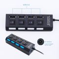 USB Hub 2.0 4 Ports Hub USB Splitter Adapter With ON/OFF Switch High Speed USB 2.0 Hub For Laptop Computer Accessories. 