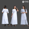 UpTrendy Long frock | Dresses for women | White dress with side pockets. 