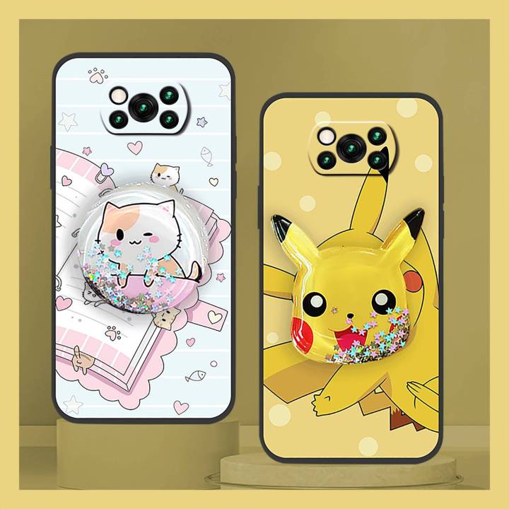 Glitter%20Anti-dust%20Phone%20Case%20For%20Xiaomi%20Poco%20X3%20NFC/X3%20Pro%20Silicone%20Fashion%20Design%20Rotatable%20stand%20Simplicity%20Cartoon%20-%20Image%206