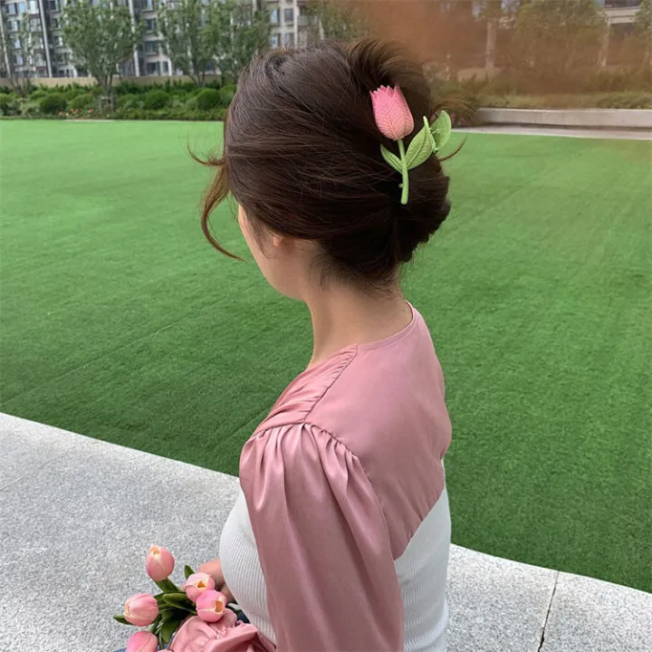 Korean%20Fashion%203D%20Tulip%20Flower%20Shaped%20Hairpin%20/%20Women%20Popular%20Exquisite%20Hair%20Grab%20Clips%20/%20Girls%20Hair%20Accessories%20-%20Image%203