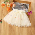 Summer new Baby Girls Skirt Bow Ribbon Mesh Skirt Flower Print Pleated Pommel Skirt Sweet Party Skirt (0-3 years). 