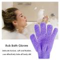 Scrub Wash Polyester Spa Children Five Bath Fingers Home Supply Towel Gloves Bath Exfoliating Body Shower Gloves Cotton Removal(Purple). 