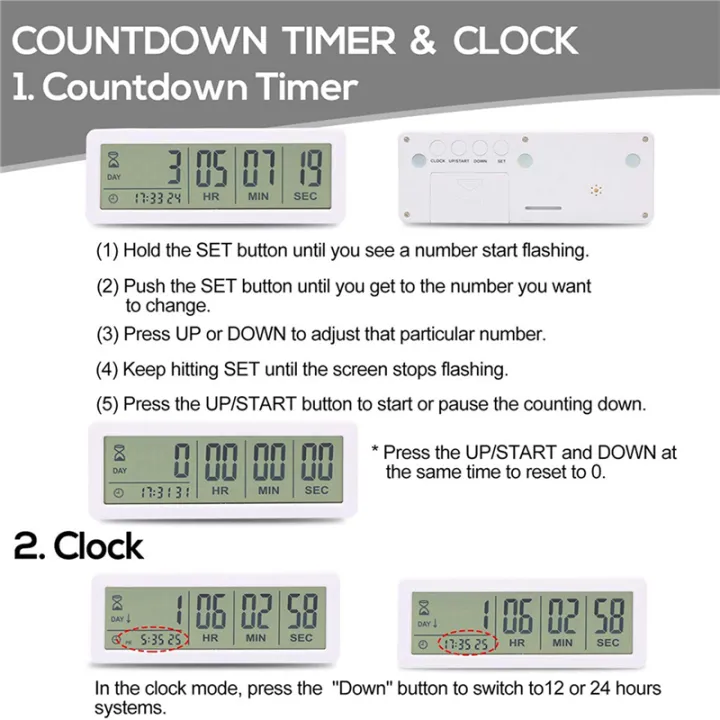 LKPCIGCXM 3X Big Digital Countdown Days Timer Clock - 999 Days Count ...