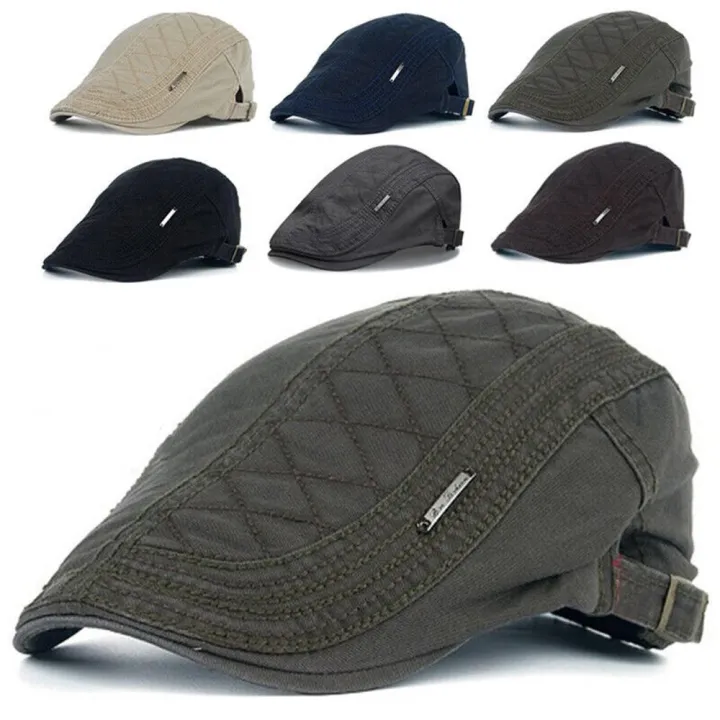 Retro Men'S Hat Cotton Flat Cap Newsboy Beret Adjustable Cabbie Hat Gatsby Driving Hat