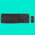 Logitech MK120 Wired Keyboard and Mouse Combo for Windows, Optical Wired Mouse, Full-Size Keyboard, USB Plug-and-Play, Compatible with PC, Laptop - Black. 