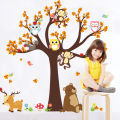 Animal Tree Cartoon Elephant Giraffe Animals Theme Wall Art Decal Sticker Decoration for Living Room Nursery Baby Girl Boy Kid Children's Room Bedroom Decoration. 