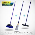 Broom large, Floor wiper small, Wet mop, multi-color cleaning equipment, indoor high-quality cleaning item, 3 wet and dry super items in one COMBO package. 