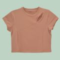 Trending Work Out Yoga Crop Top Tee Butterfly Soft Stretchy Polyester Spandex Material 95% Polyester 5% Spandex 190gsmtops Sports Wear Short Sleeves Brown Colour Fit T-Shirt For Women/ Fitted Ladies / Girls. 